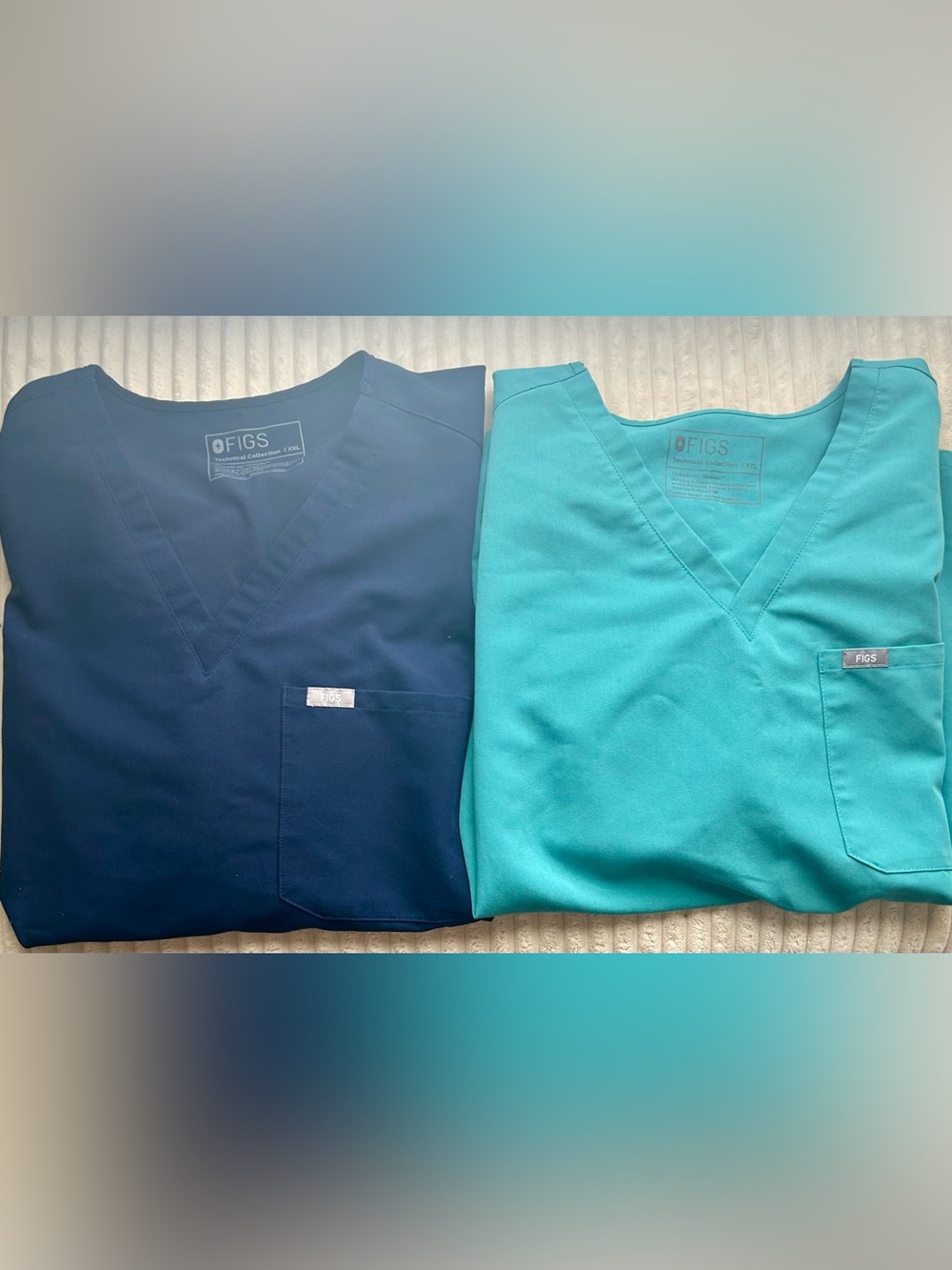 2️⃣ Figs Catarina V-Neck Scrub Tops in Navy and Teal